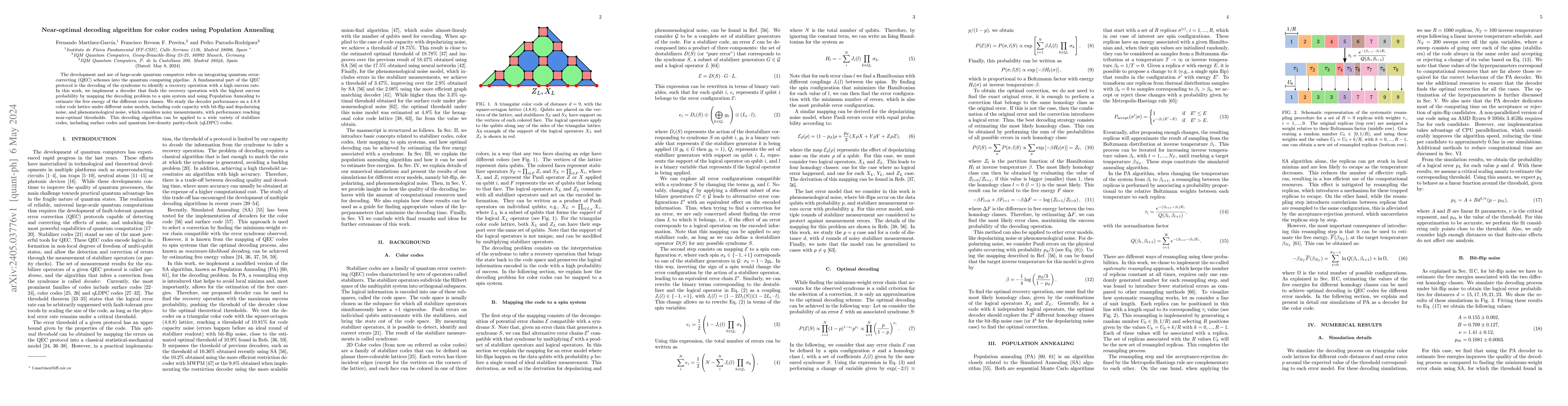 Thumbnail for Near-optimal decoding algorithm for color codes using Population
  Annealing