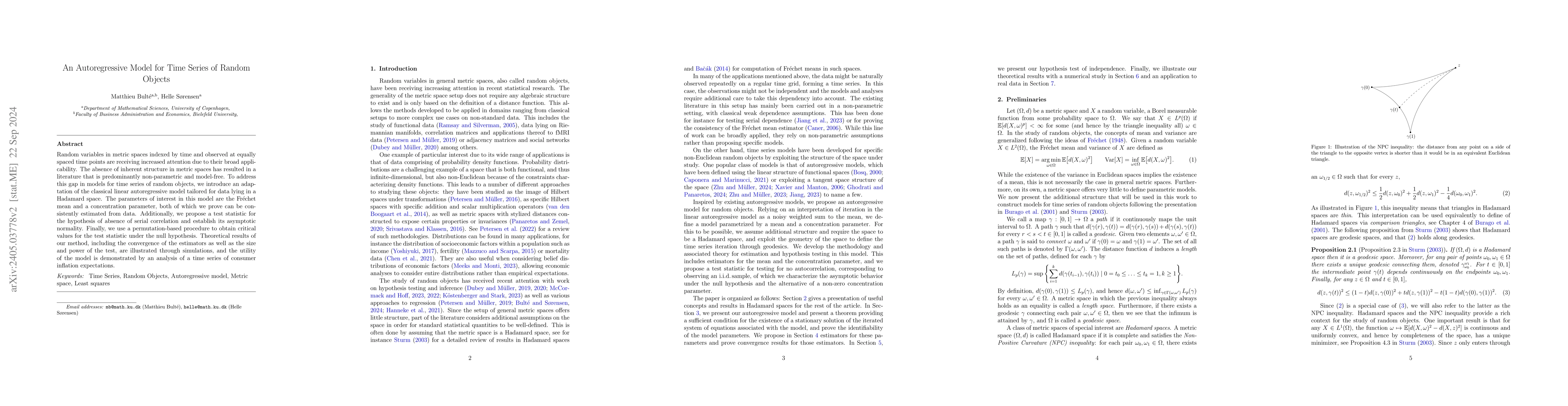 Thumbnail for An Autoregressive Model for Time Series of Random Objects