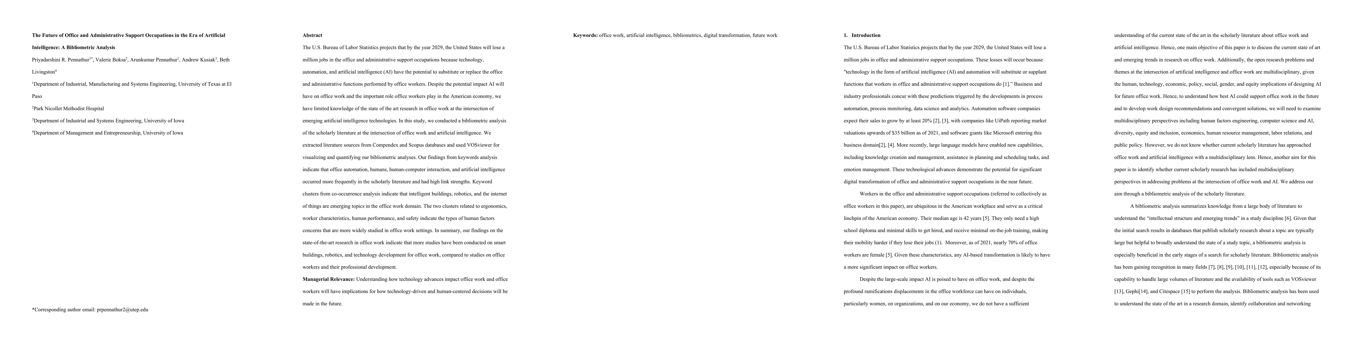 Thumbnail for The Future of Office and Administrative Support Occupations in the Era
  of Artificial Intelligence: A Bibliometric Analysis