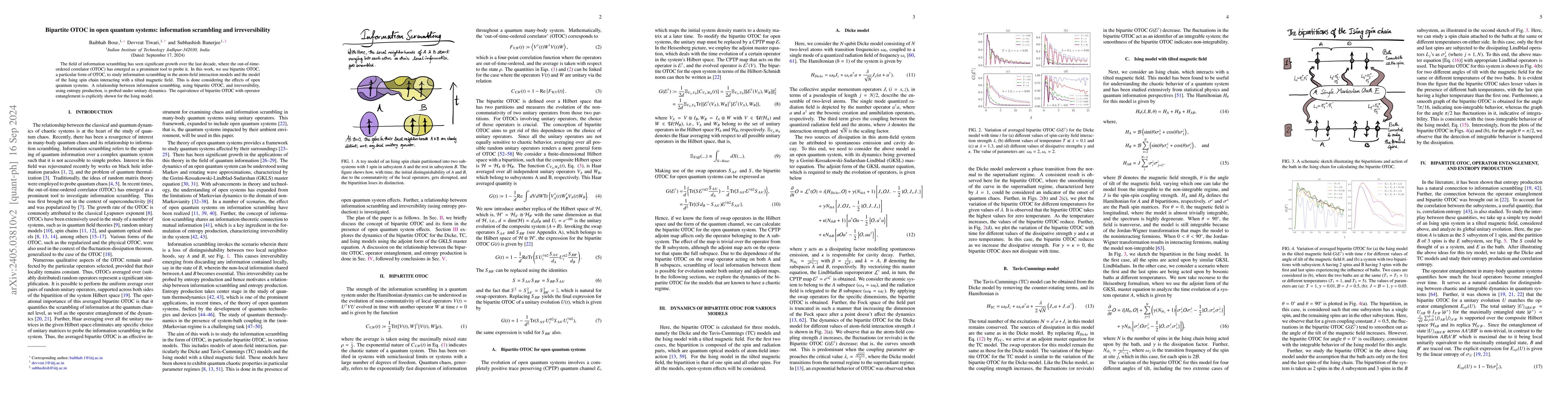 Thumbnail for Bipartite OTOC in open quantum systems: information scrambling and
  irreversibility