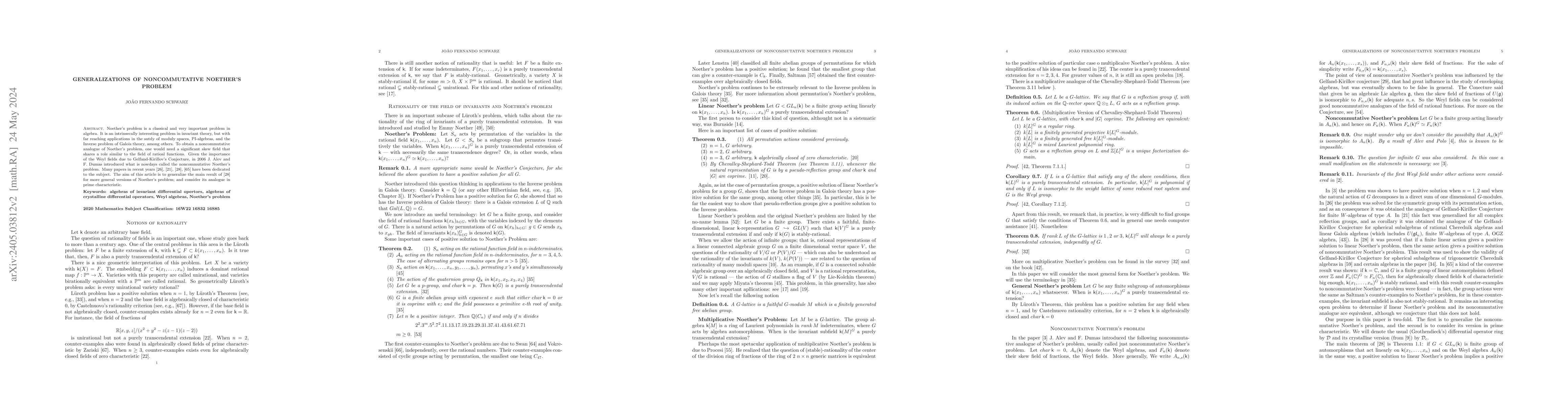 Thumbnail for Generalizations of noncommutative Noether's problem