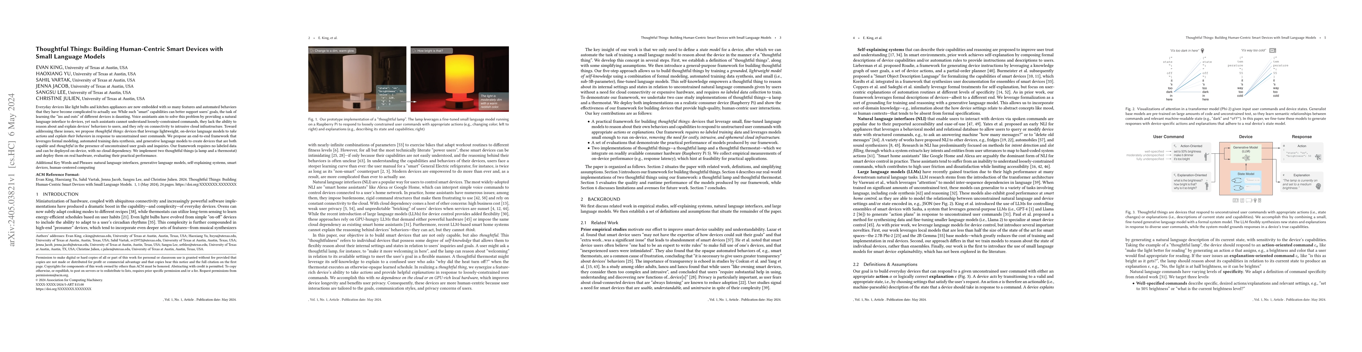 Thumbnail for Thoughtful Things: Building Human-Centric Smart Devices with Small
  Language Models