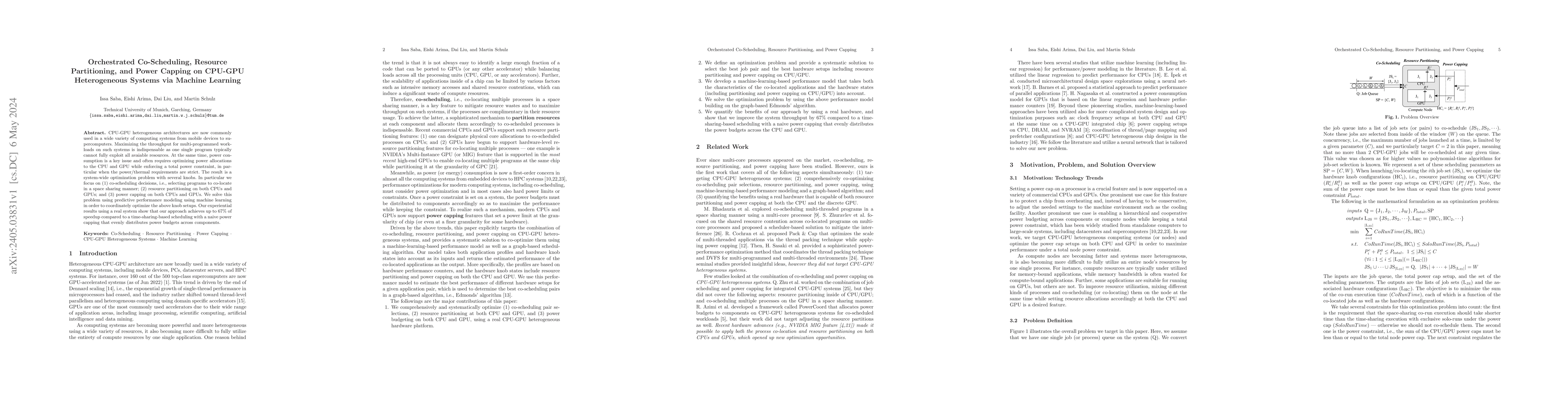 Thumbnail for Orchestrated Co-scheduling, Resource Partitioning, and Power Capping on
  CPU-GPU Heterogeneous Systems via Machine Learning