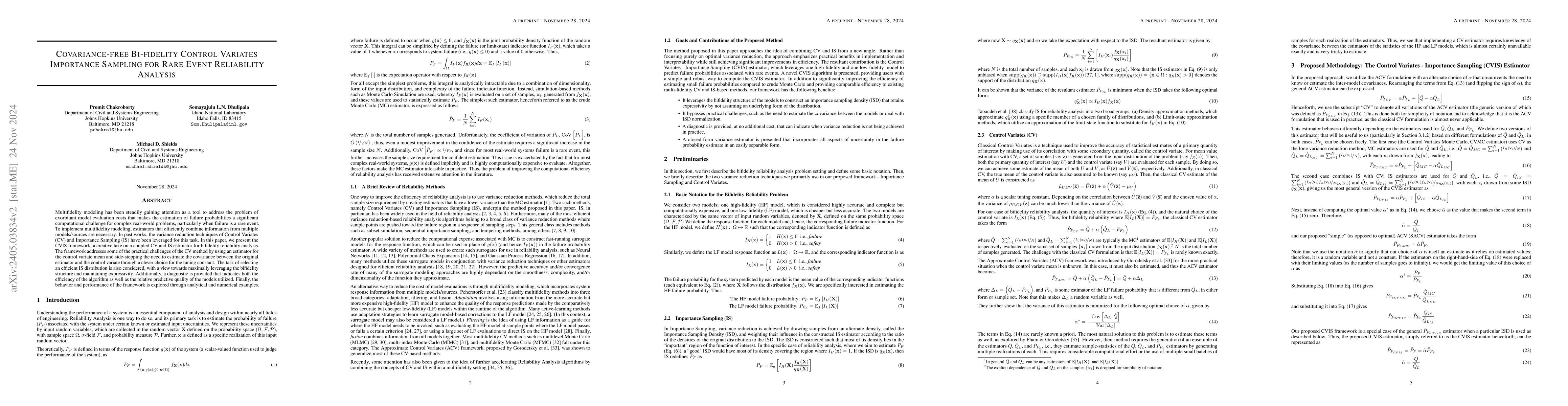 Thumbnail for Covariance-free Multifidelity Control Variates Importance Sampling for
  Reliability Analysis of Rare Events