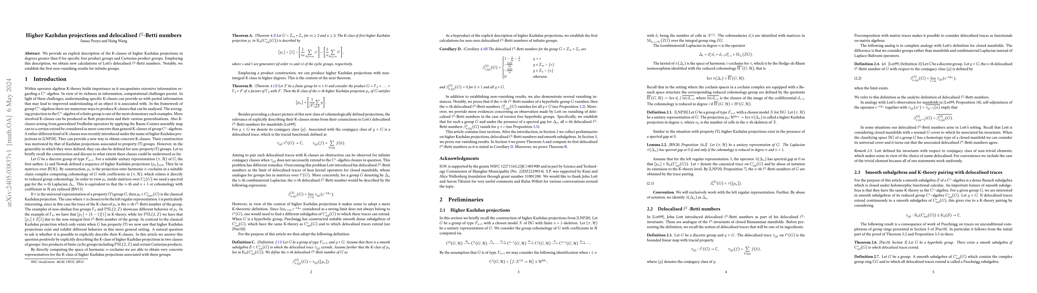 Thumbnail for Higher Kazhdan projections and delocalised $\ell^ 2$-Betti numbers