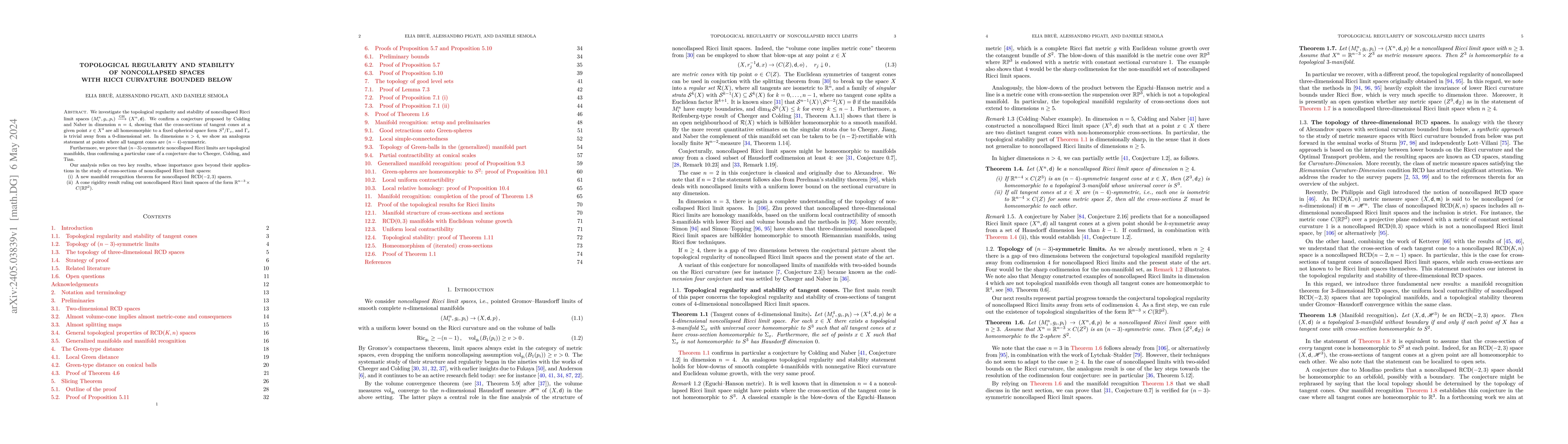 Thumbnail for Topological regularity and stability of noncollapsed spaces with Ricci
  curvature bounded below