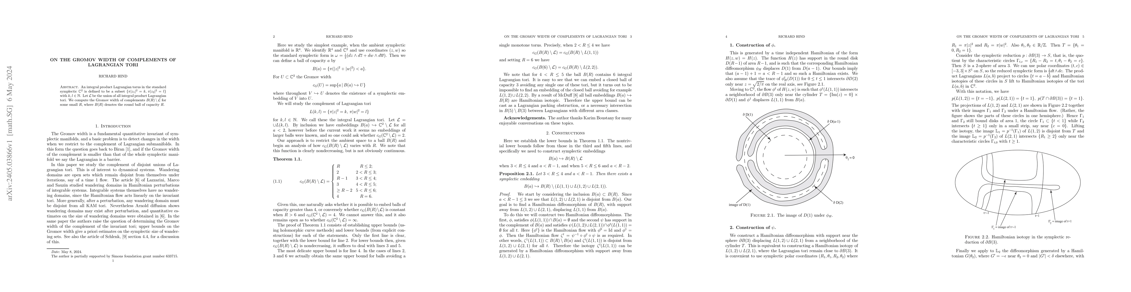 Thumbnail for On the Gromov width of complements of Lagrangian tori