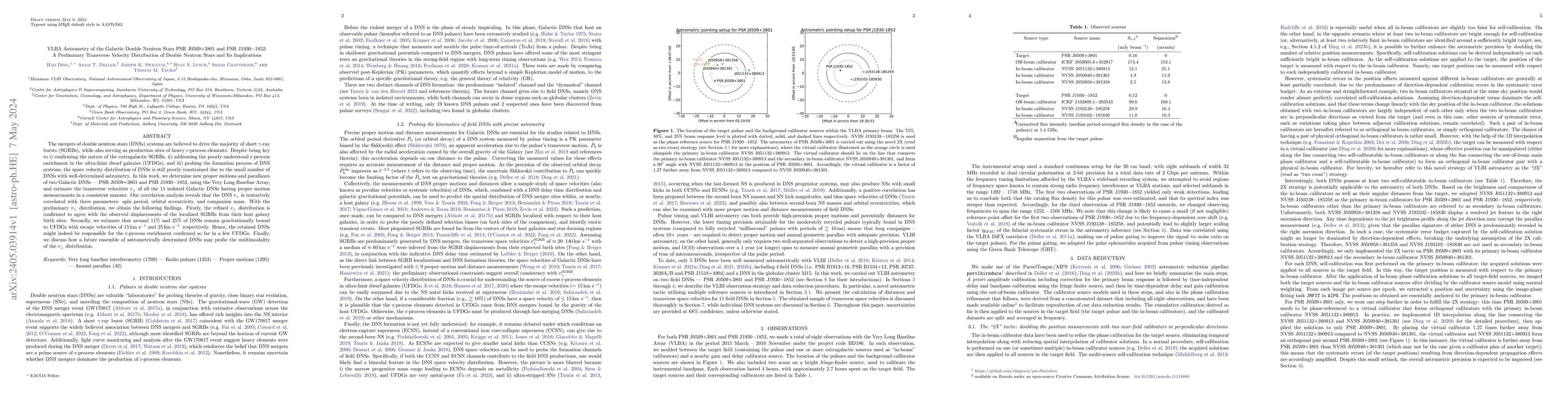 Thumbnail for VLBA Astrometry of the Galactic Double Neutron Stars PSR J0509+3801 and
  PSR J1930-1852: A Preliminary Transverse Velocity Distribution of Double
  Neutron Stars and Its Implications