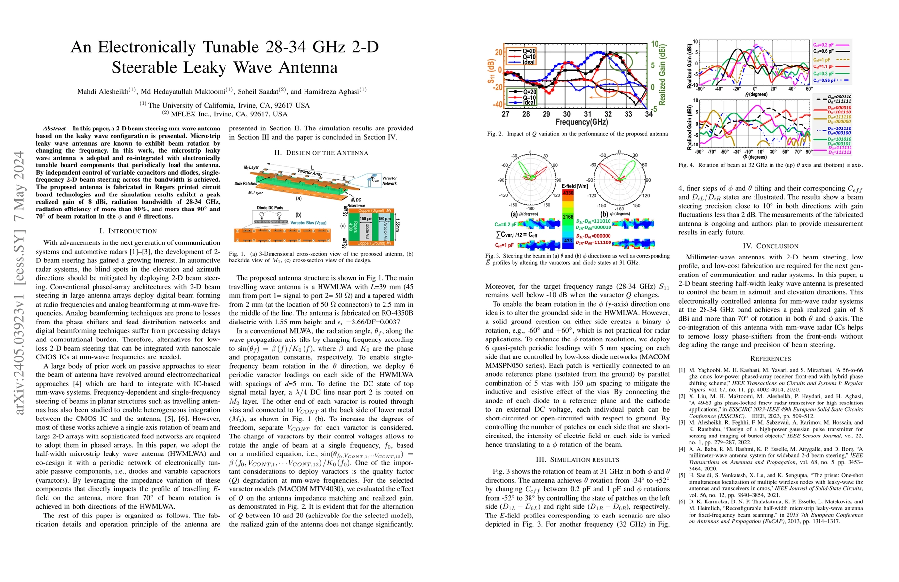 Thumbnail for An Electronically Tunable 28-34 GHz 2-D Steerable Leaky Wave Antenna
