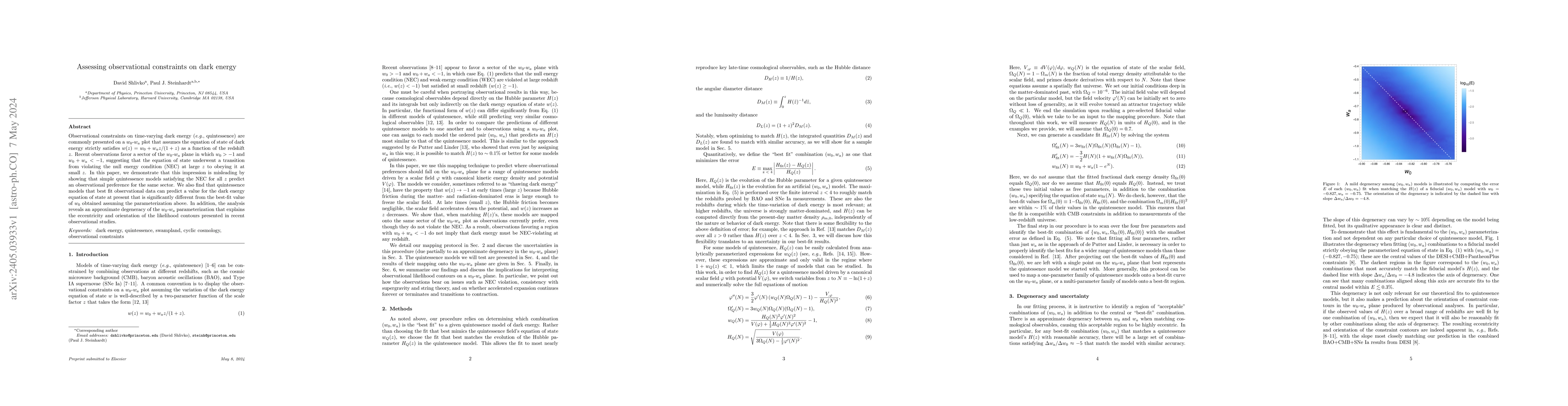 Thumbnail for Assessing observational constraints on dark energy