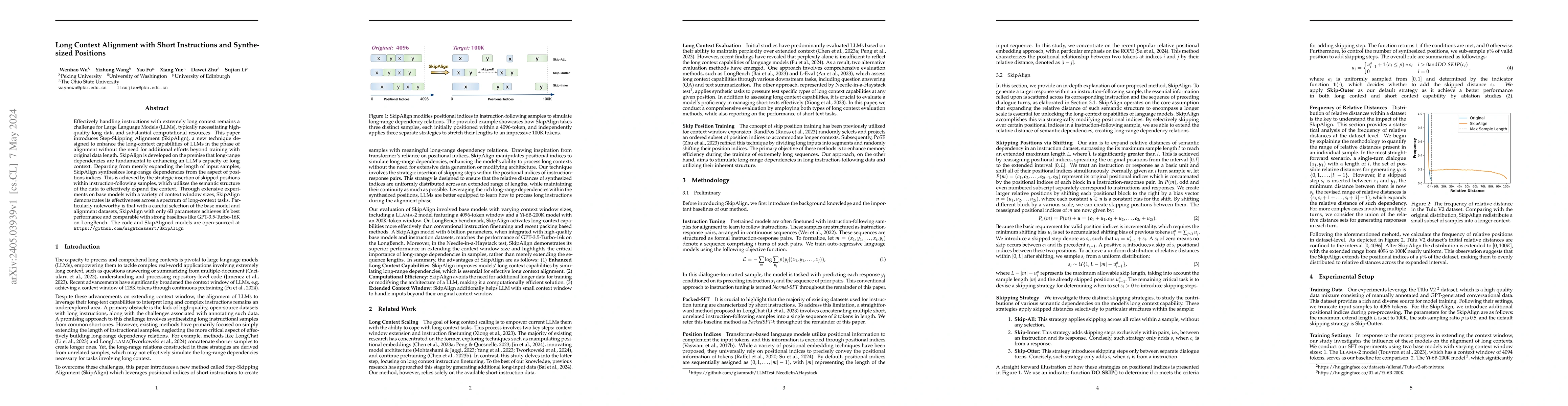 Thumbnail for Long Context Alignment with Short Instructions and Synthesized Positions