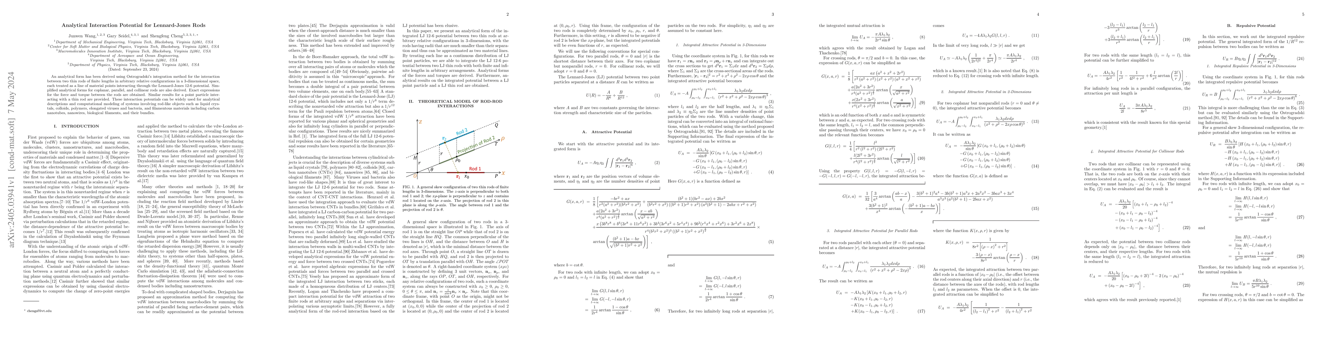 Thumbnail for Analytical Interaction Potential for Lennard-Jones Rods