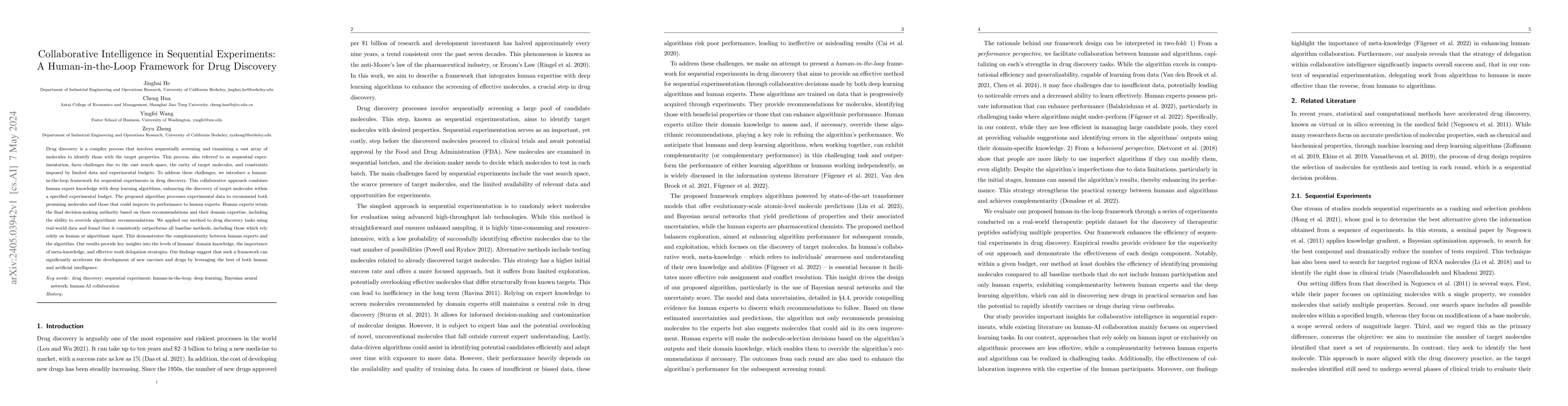 Thumbnail for Collaborative Intelligence in Sequential Experiments: A
  Human-in-the-Loop Framework for Drug Discovery
