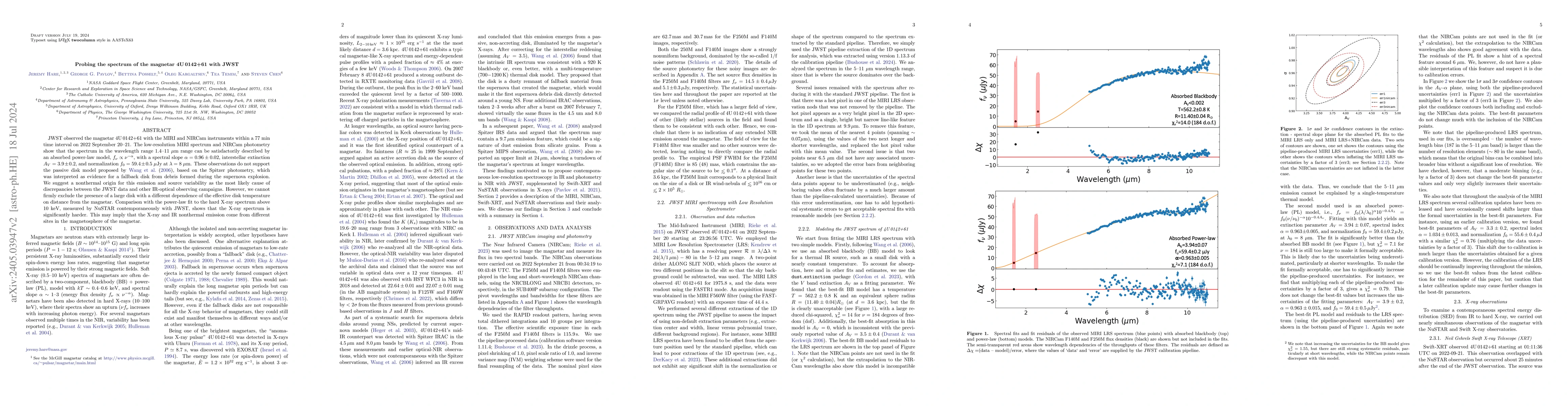 Thumbnail for Probing the spectrum of the magnetar 4U 0142+61 with JWST