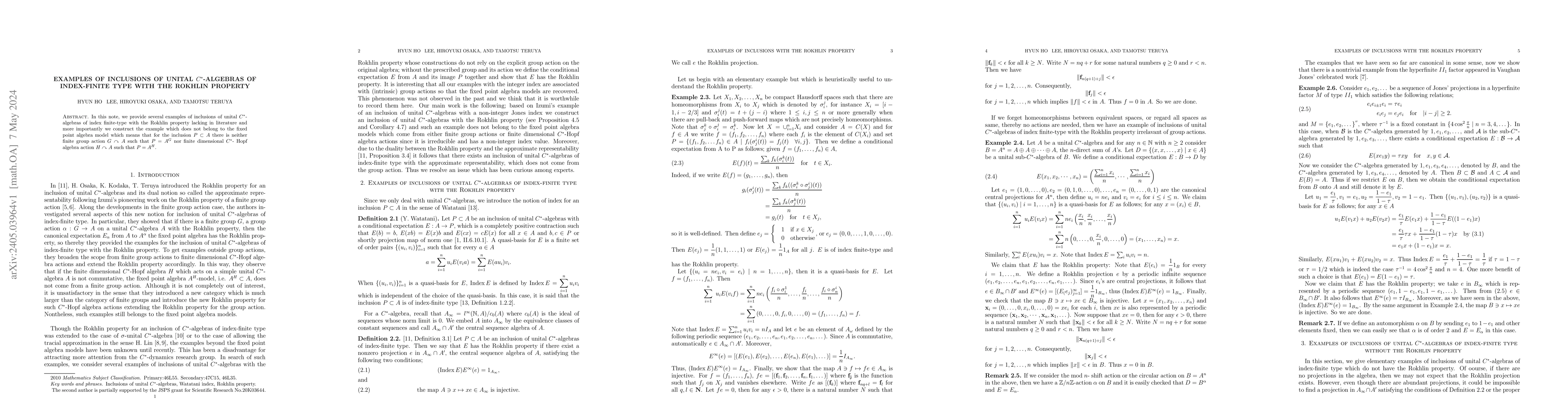 Thumbnail for Examples of inclusions of unital $C\sp*$-algebras of index-finite type
  with the Rokhlin property