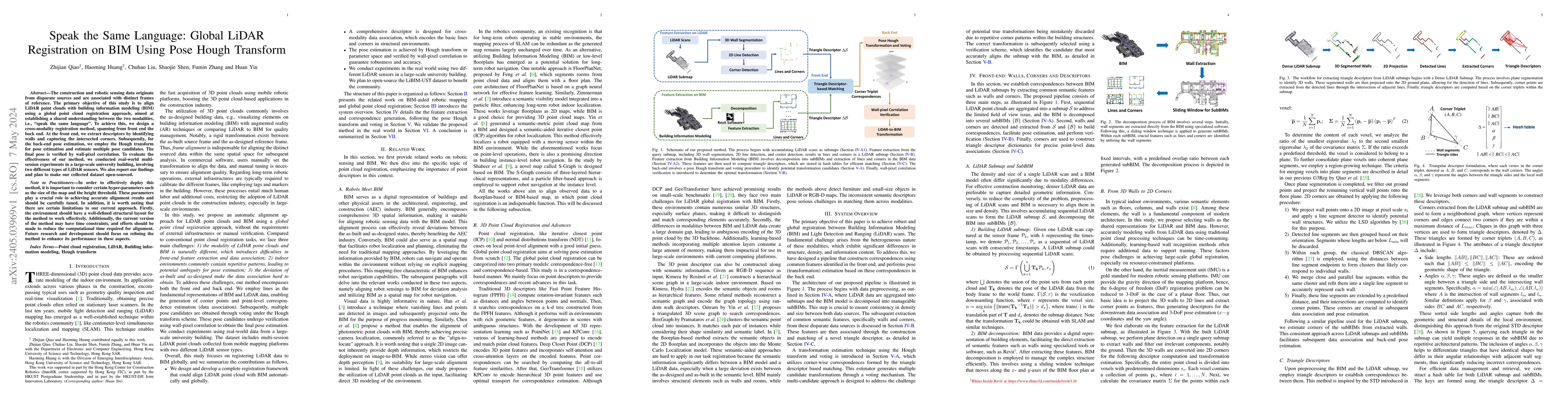 Thumbnail for Speak the Same Language: Global LiDAR Registration on BIM Using Pose
  Hough Transform