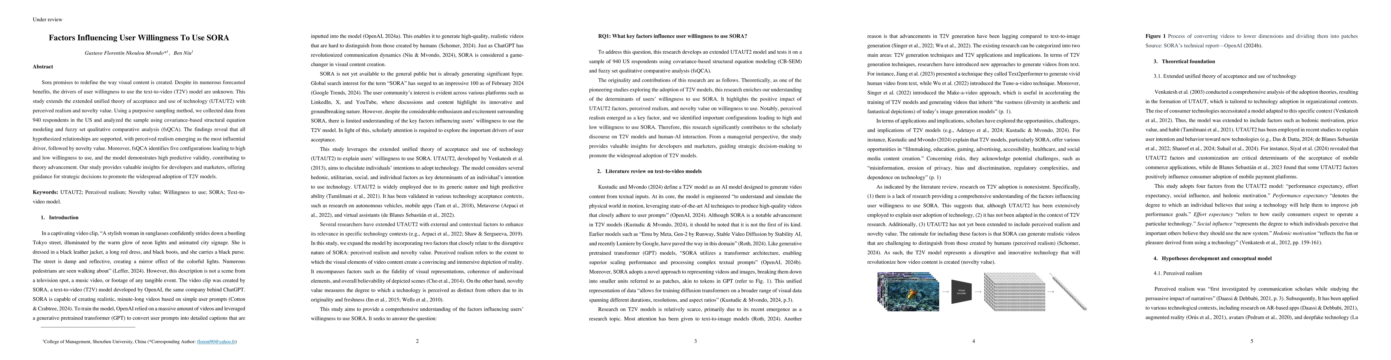 Thumbnail for Factors Influencing User Willingness To Use SORA