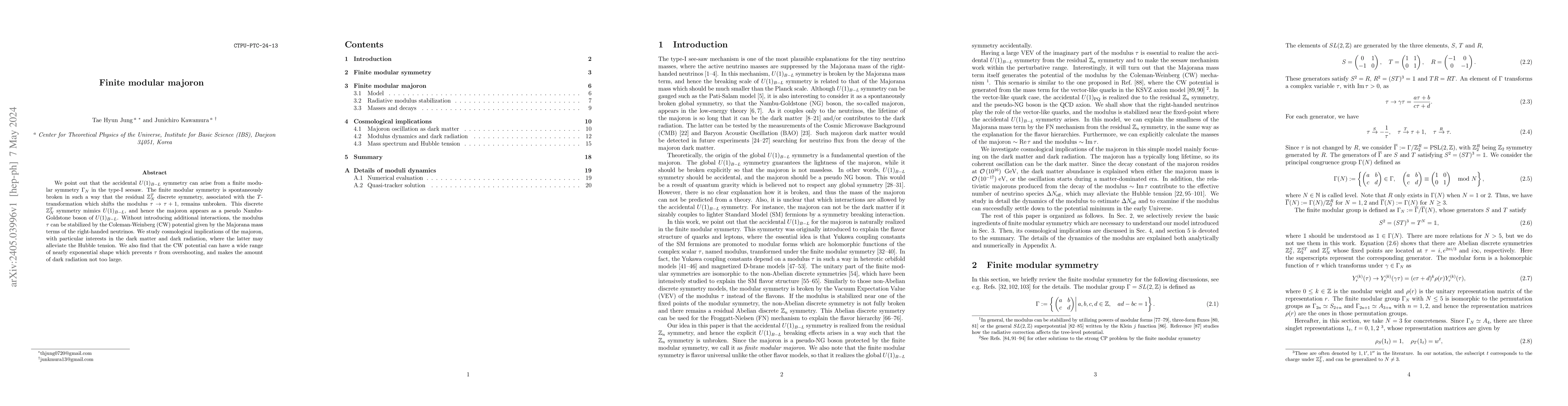 Thumbnail for Finite modular majoron