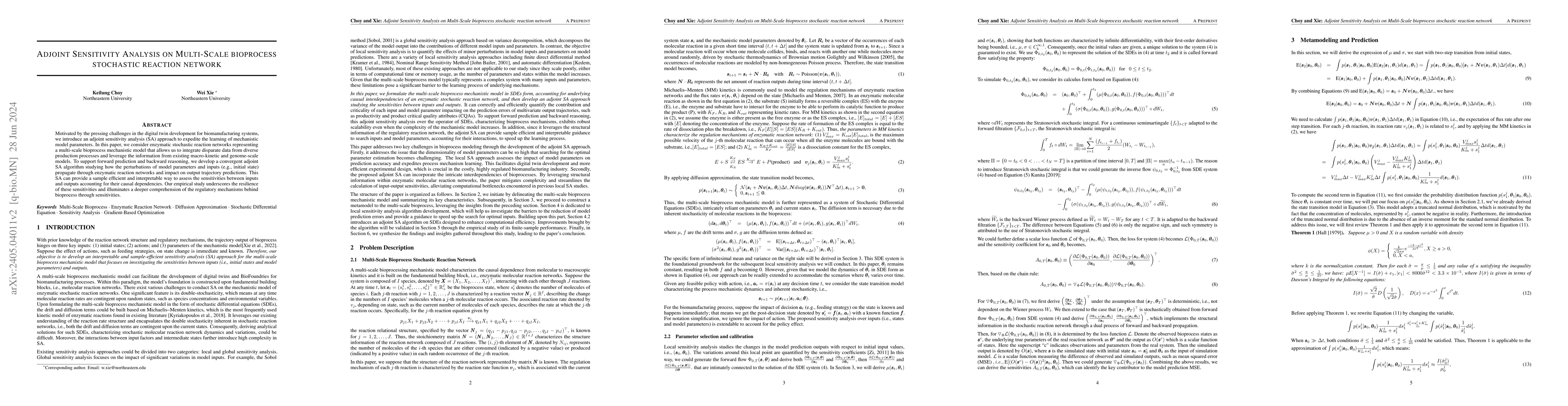 Thumbnail for Adjoint Sensitivity Analysis on Multi-Scale Bioprocess Stochastic
  Reaction Network