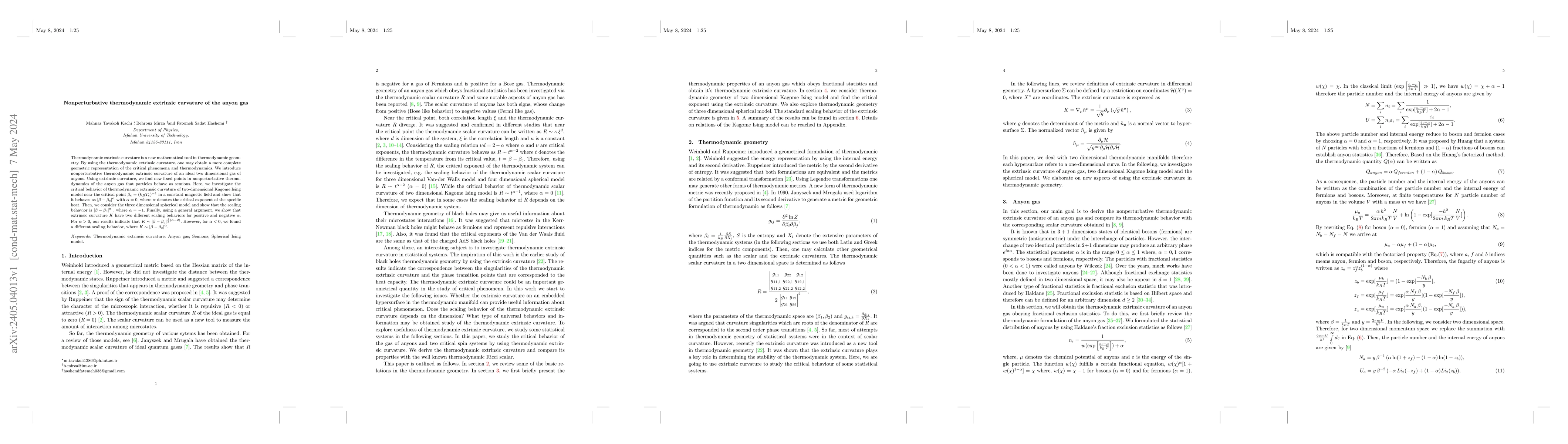 Thumbnail for Nonperturbative thermodynamic extrinsic curvature of the anyon gas