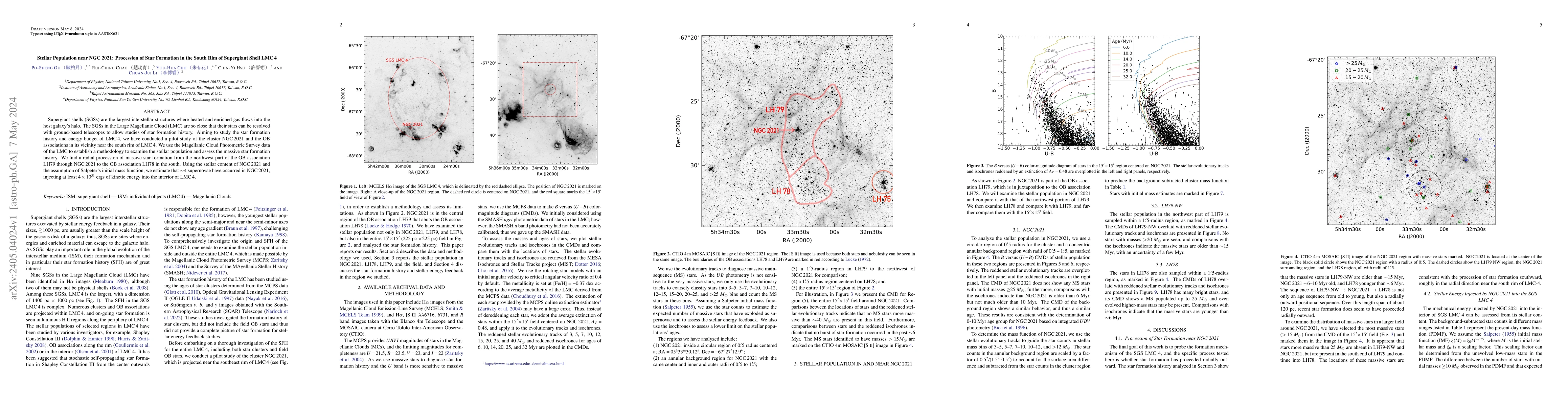 Thumbnail for Stellar Population near NGC 2021: Procession of Star Formation in the
  South Rim of Supergiant Shell LMC 4