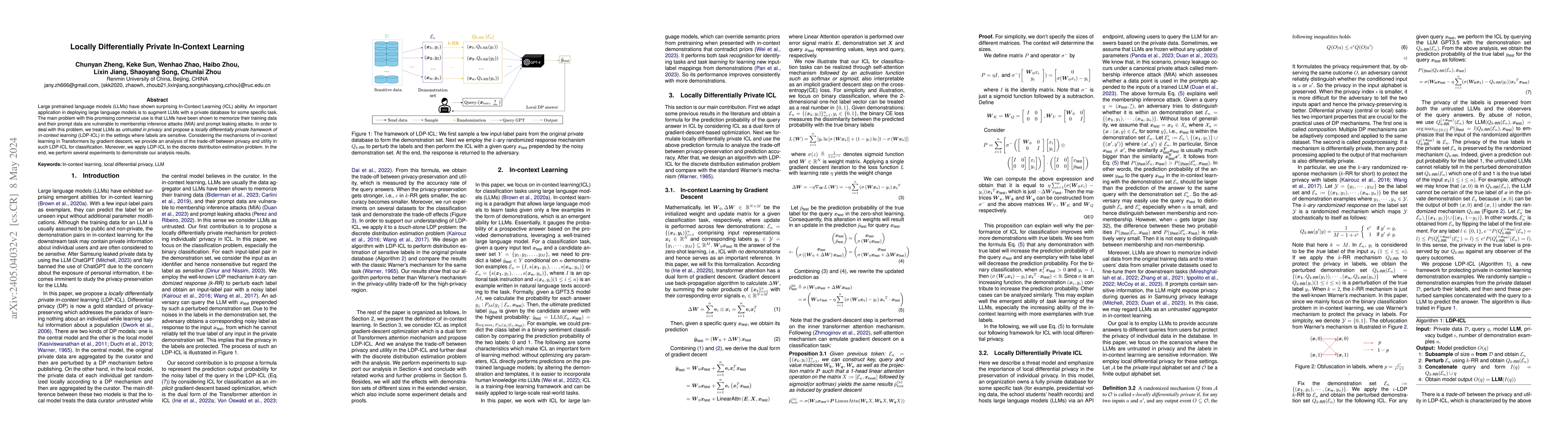 Thumbnail for Locally Differentially Private In-Context Learning
