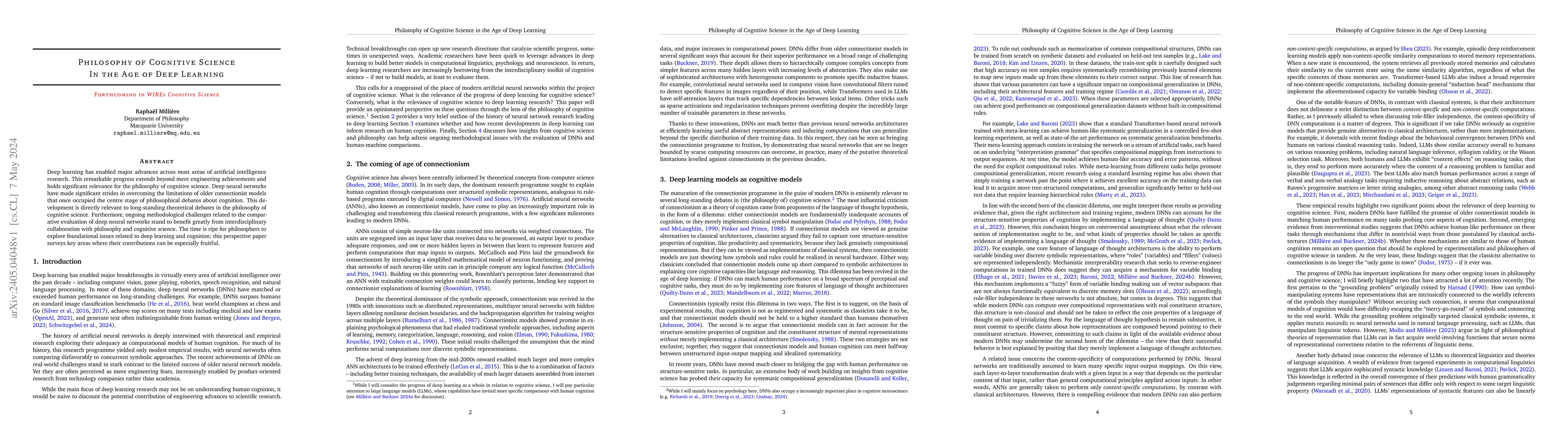 Thumbnail for Philosophy of Cognitive Science in the Age of Deep Learning