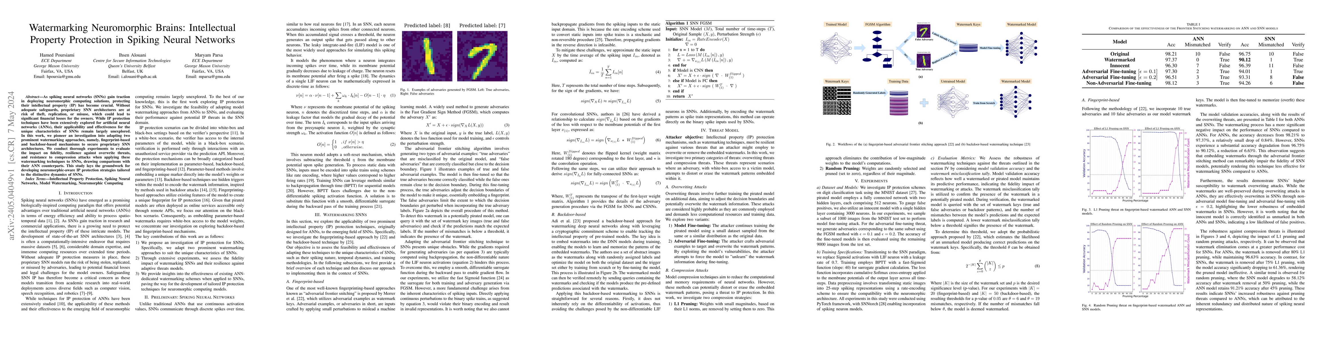 Thumbnail for Watermarking Neuromorphic Brains: Intellectual Property Protection in
  Spiking Neural Networks