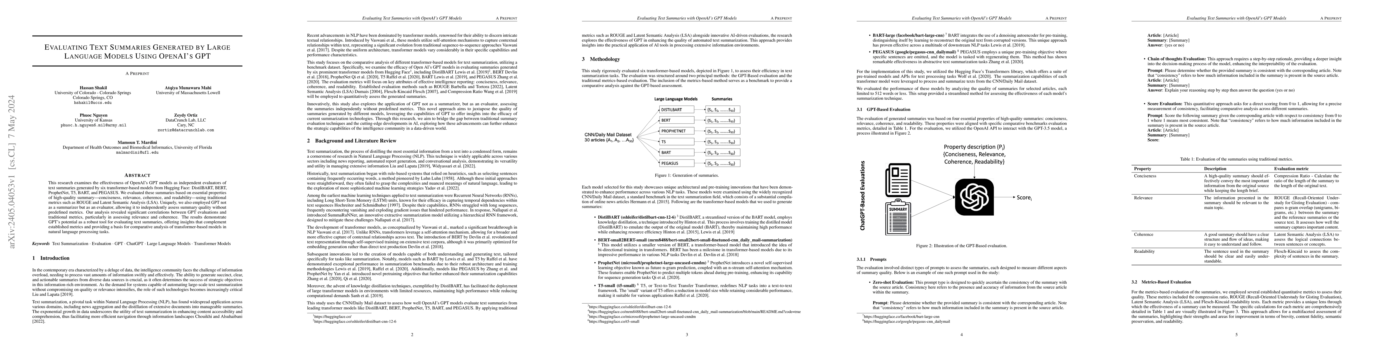 Thumbnail for Evaluating Text Summaries Generated by Large Language Models Using
  OpenAI's GPT