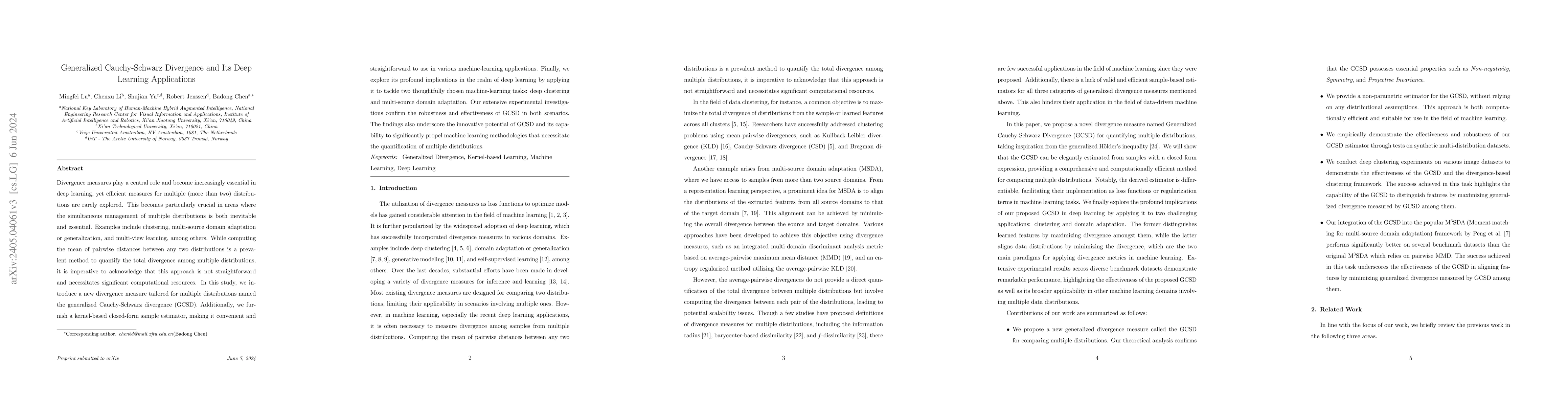 Thumbnail for Generalized Cauchy-Schwarz Divergence and Its Deep Learning Applications