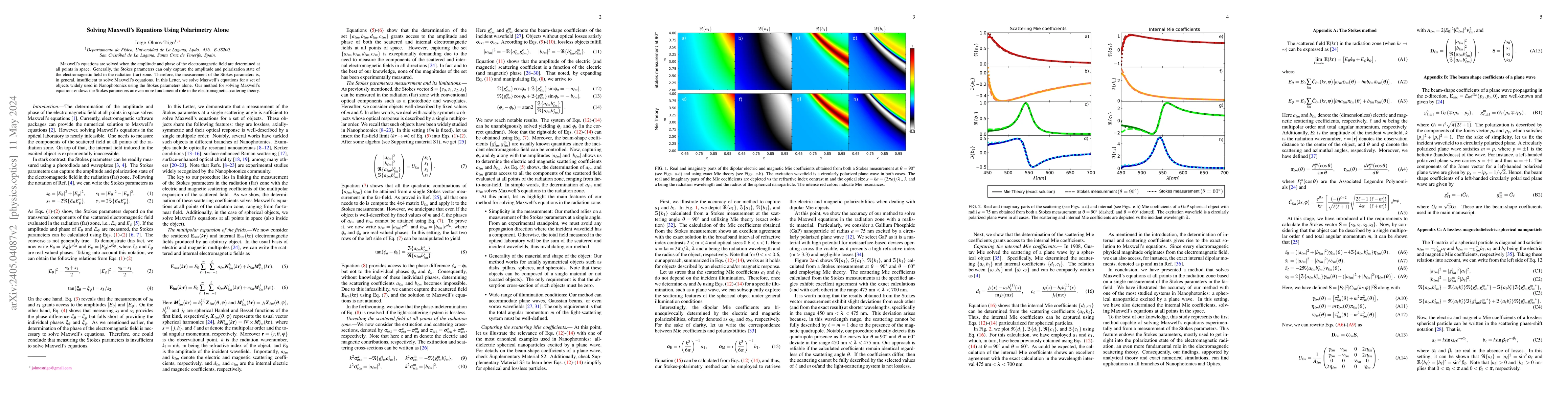 Thumbnail for Solving Maxwell's Equations Using Polarimetry Alone