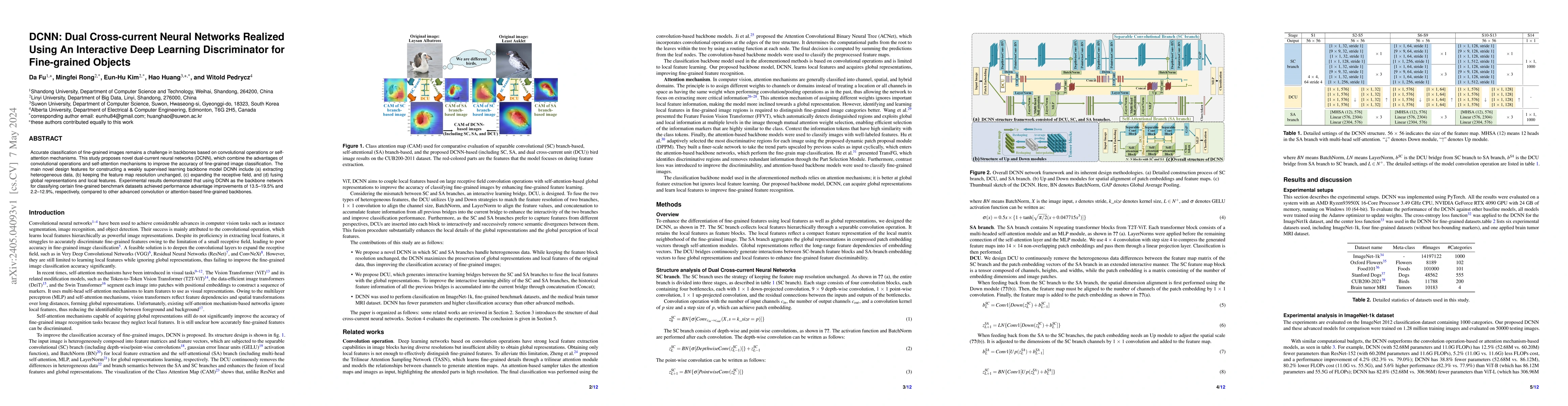 Thumbnail for DCNN: Dual Cross-current Neural Networks Realized Using An Interactive
  Deep Learning Discriminator for Fine-grained Objects
