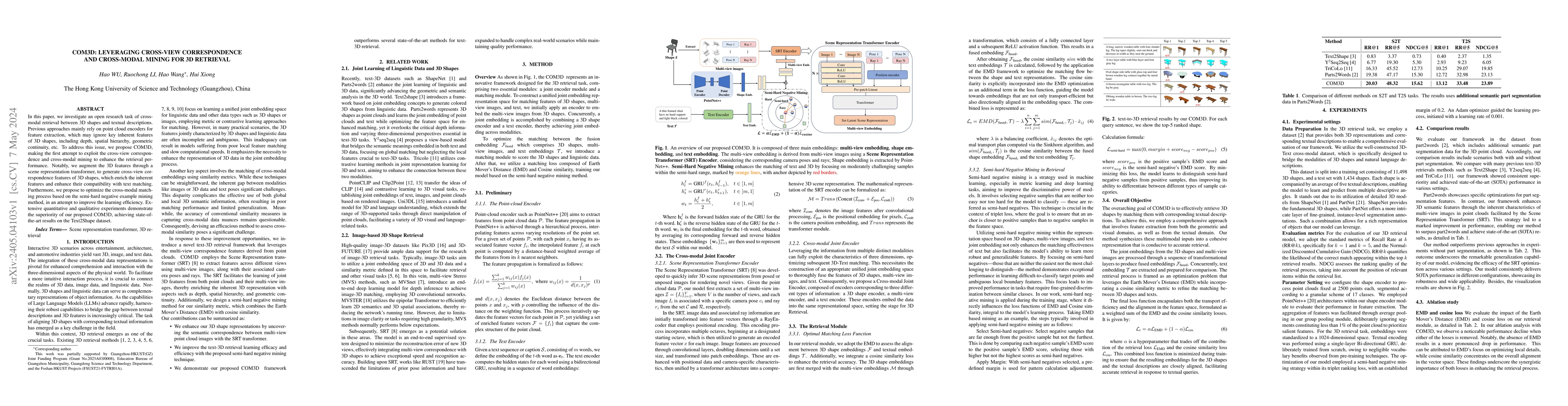 Thumbnail for COM3D: Leveraging Cross-View Correspondence and Cross-Modal Mining for
  3D Retrieval