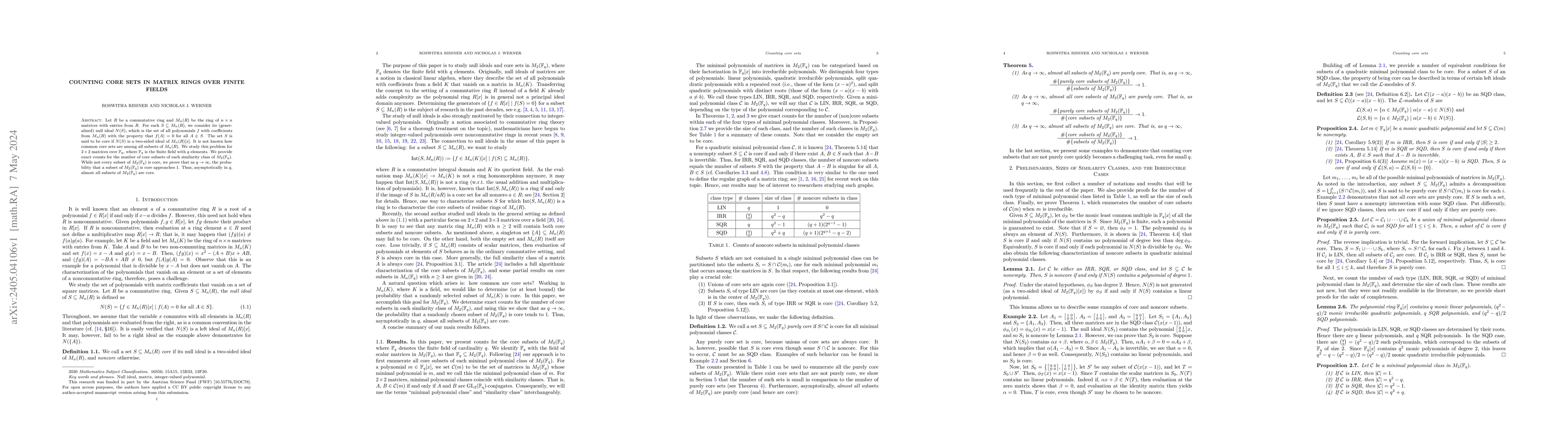 Thumbnail for Counting core sets in matrix rings over finite fields