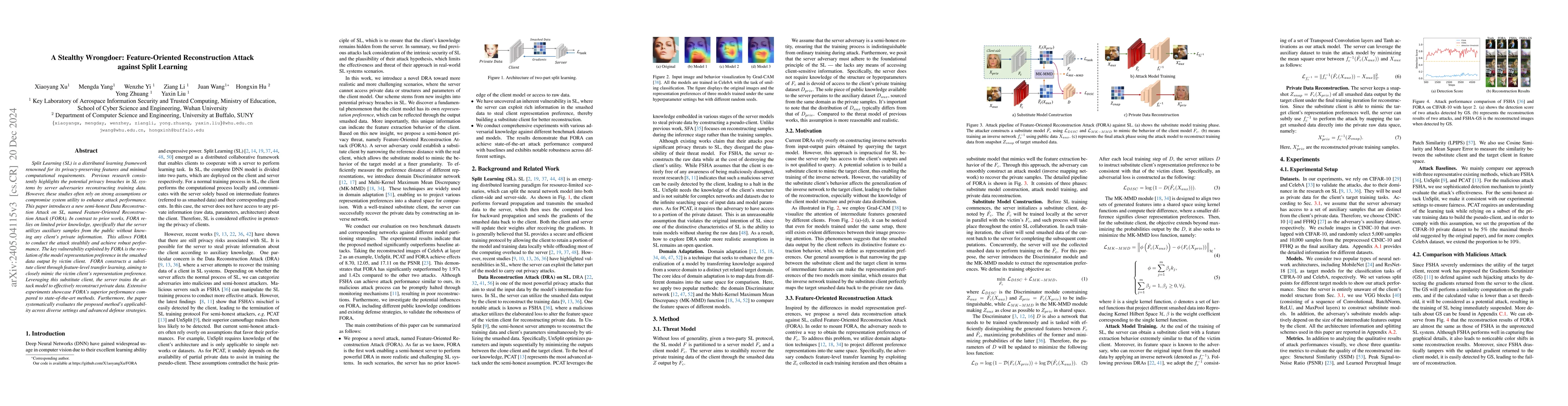 Thumbnail for A Stealthy Wrongdoer: Feature-Oriented Reconstruction Attack against
  Split Learning