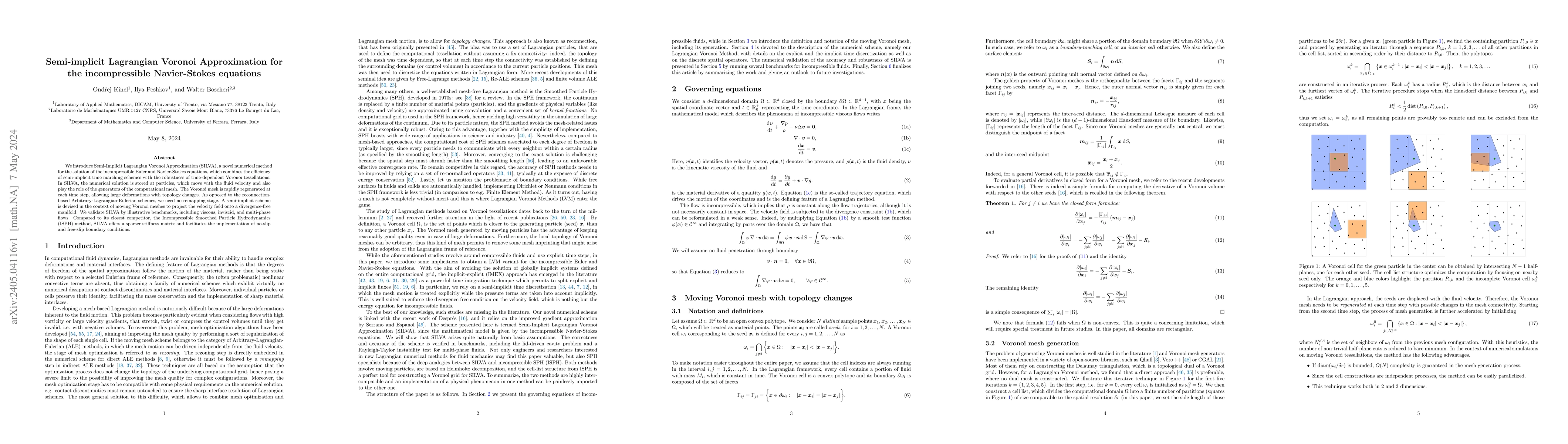 Thumbnail for Semi-implicit Lagrangian Voronoi Approximation for the incompressible
  Navier-Stokes equations