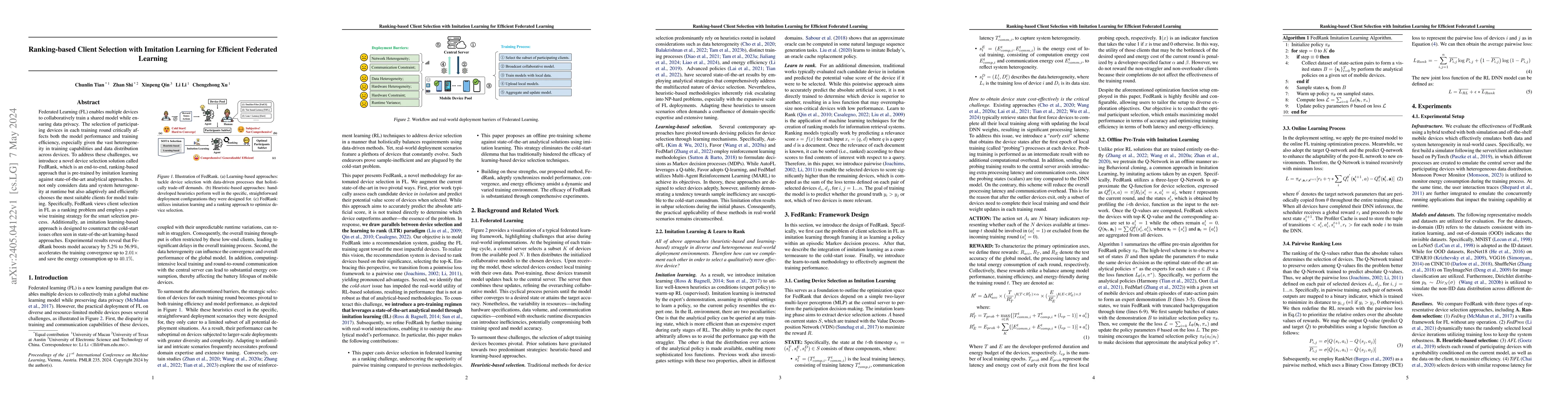 Thumbnail for Ranking-based Client Selection with Imitation Learning for Efficient
  Federated Learning
