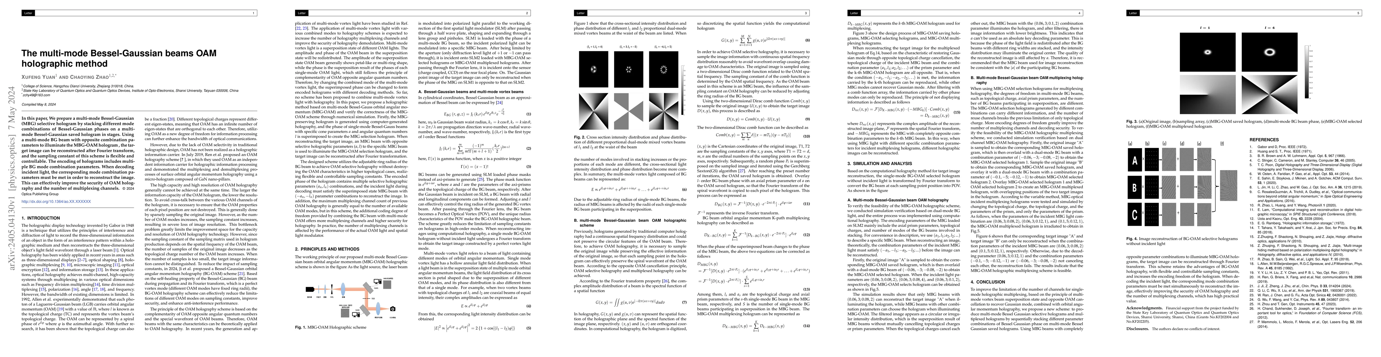 Thumbnail for The multi-mode Bessel-Gaussian beams OAM holographic method
