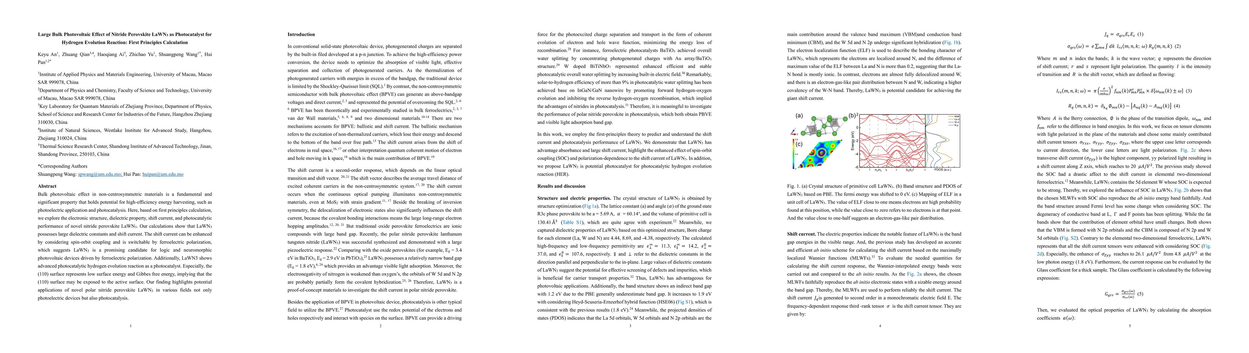 Thumbnail for Large Bulk Photovoltaic Effect of Nitride Perovskite LaWN3 as
  Photocatalyst for Hydrogen Evolution Reaction: First Principles Calculation