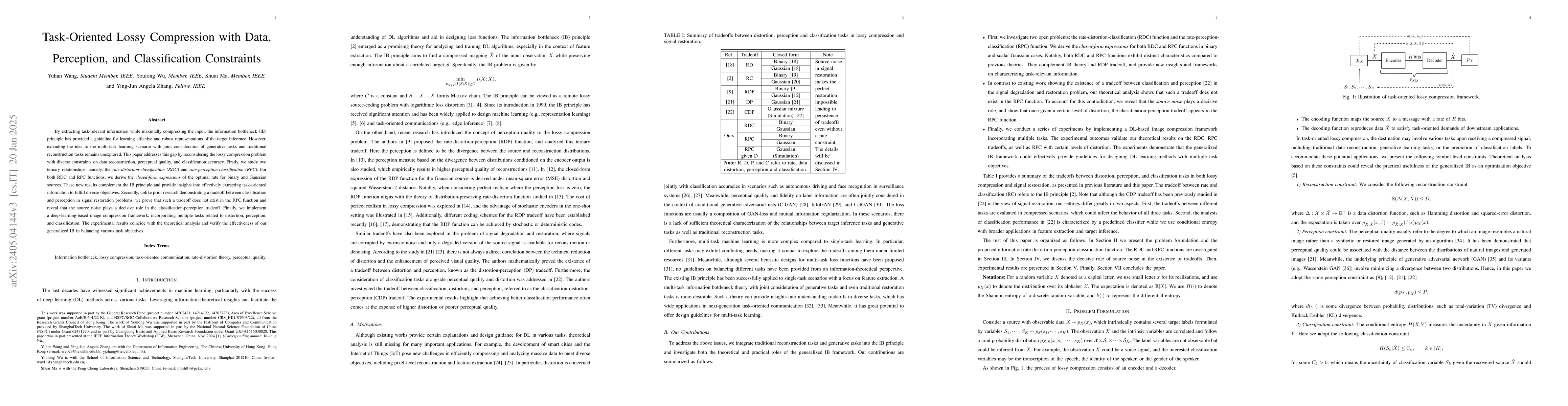 Thumbnail for Lossy Compression with Data, Perception, and Classification Constraints