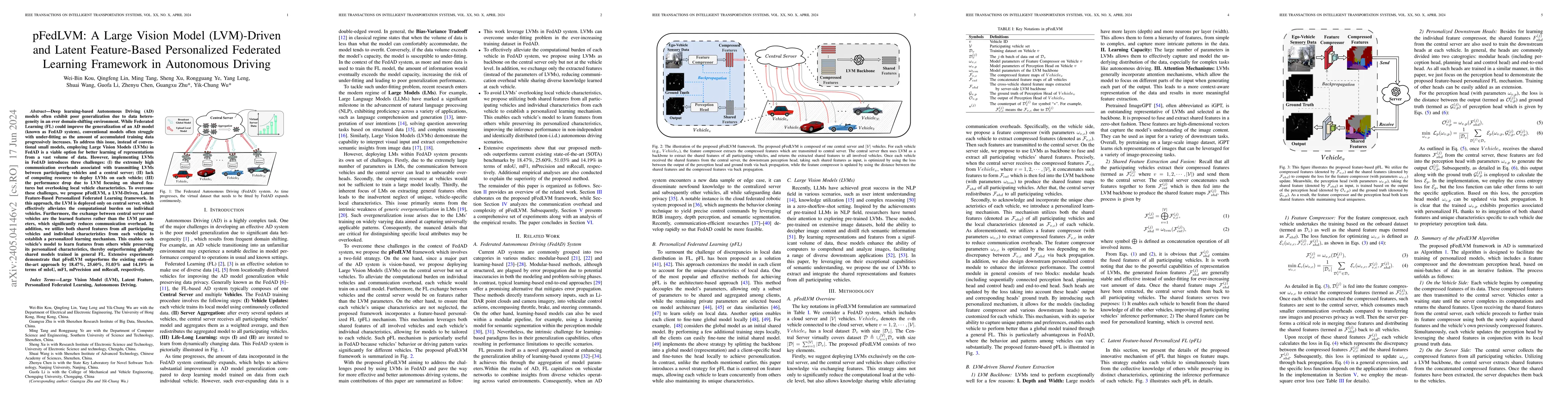 Thumbnail for pFedLVM: A Large Vision Model (LVM)-Driven and Latent Feature-Based
  Personalized Federated Learning Framework in Autonomous Driving