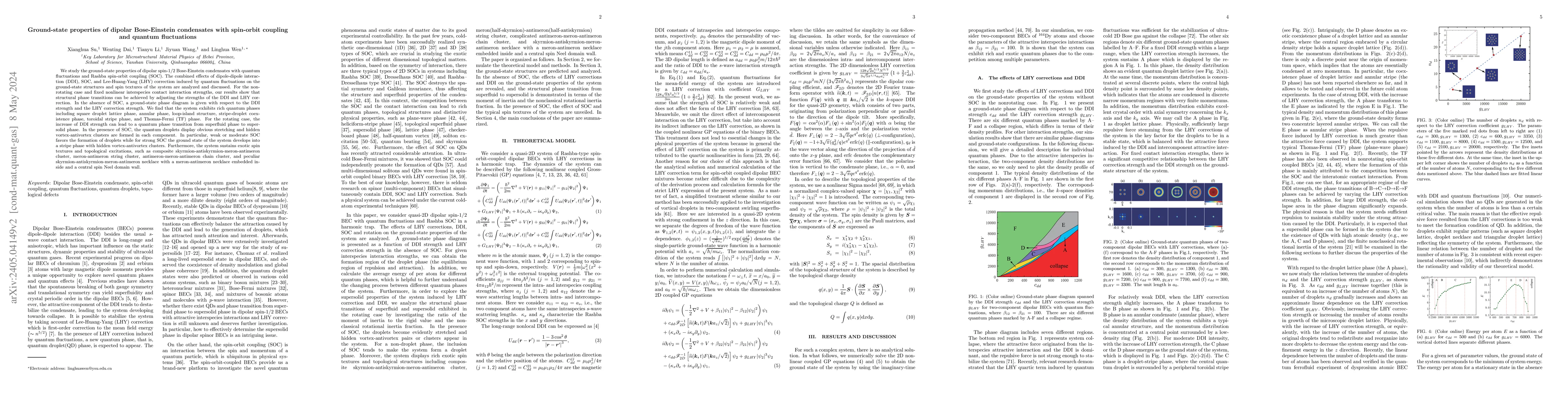 Thumbnail for Ground-state properties of dipolar Bose-Einstein condensates with
  spin-orbit coupling and quantum fluctuations