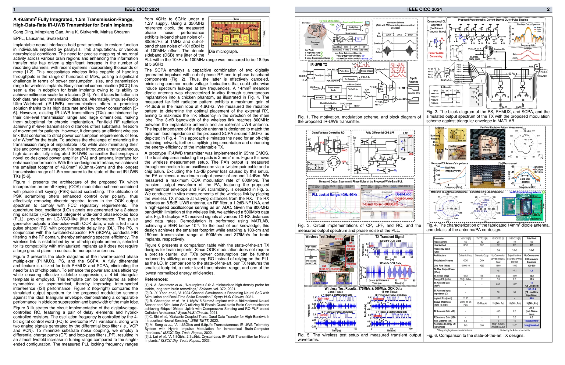 Thumbnail for A 49.8mm2 Fully Integrated, 1.5m Transmission-Range, High-Data-Rate
  IR-UWB Transmitter for Brain Implants