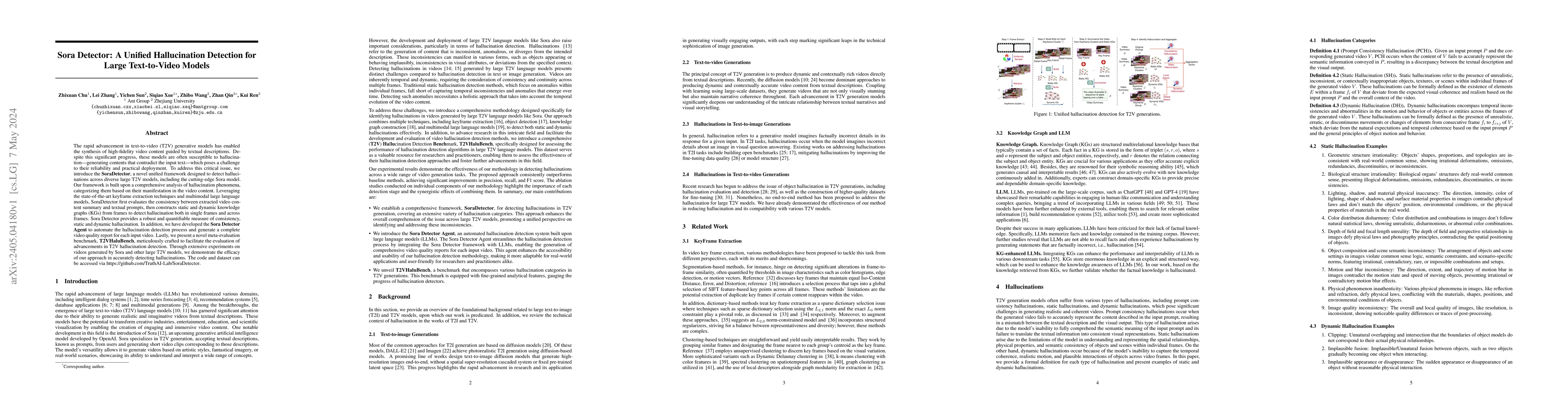 Thumbnail for Sora Detector: A Unified Hallucination Detection for Large Text-to-Video
  Models