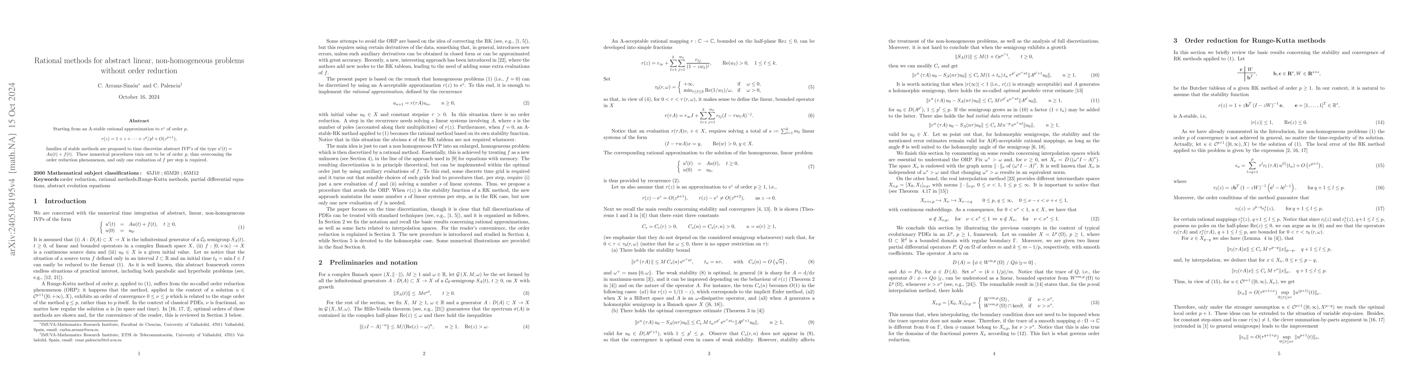 Thumbnail for Rational methods for abstract linear, non-homogeneous problems without
  order reduction