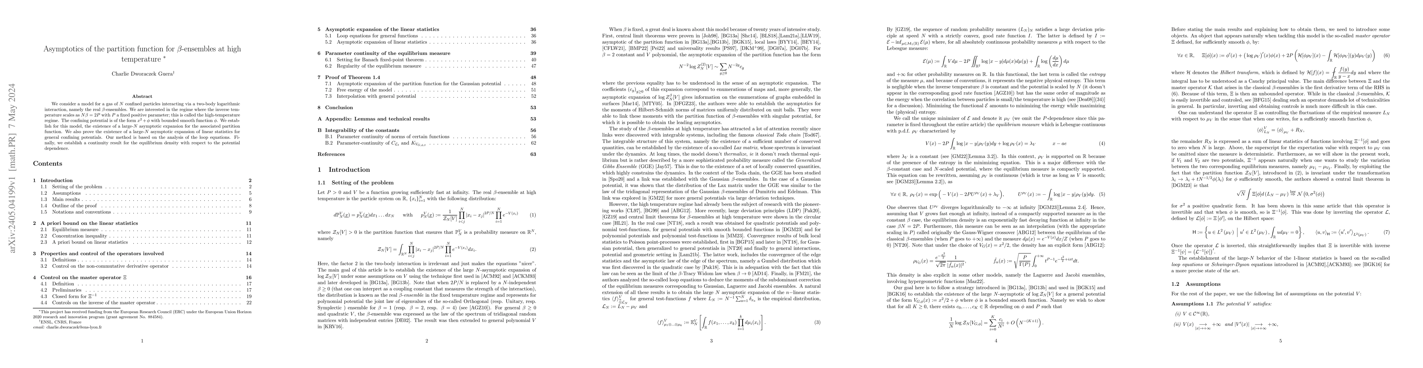 Thumbnail for Asymptotics of the partition function for beta-ensembles at high
  temperature