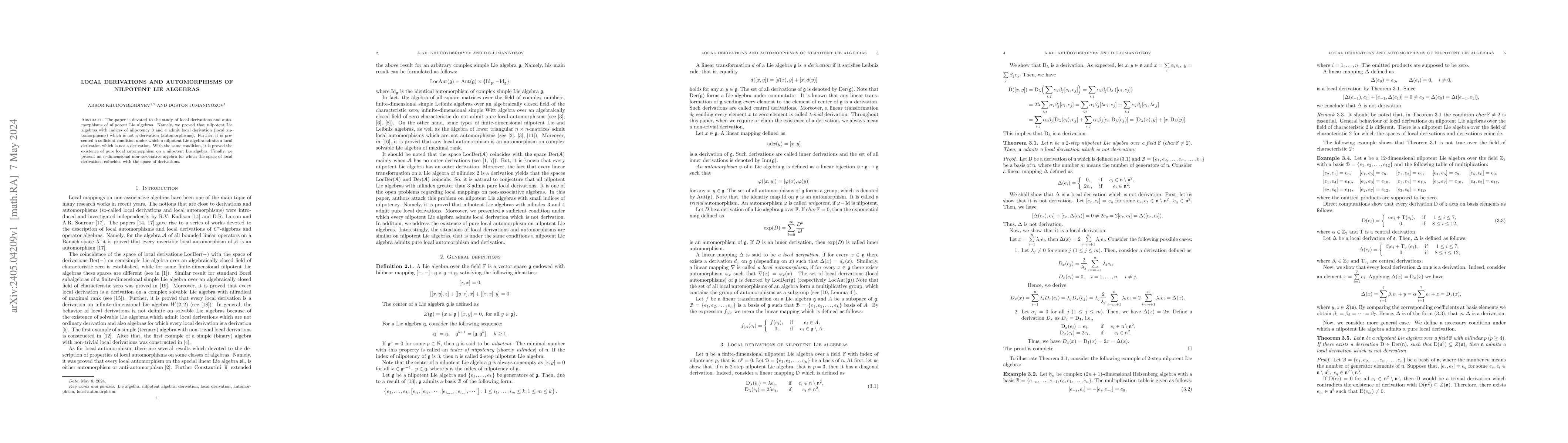 Thumbnail for Local derivations and automorphisms of nilpotent Lie algebra