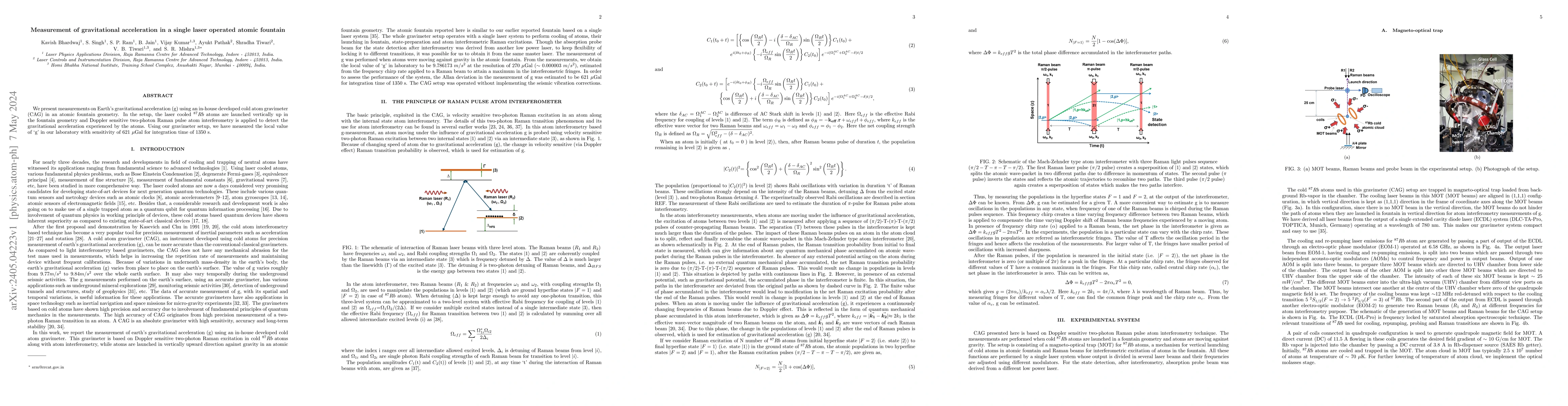 Thumbnail for Measurement of gravitational acceleration in a single laser operated
  atomic fountain