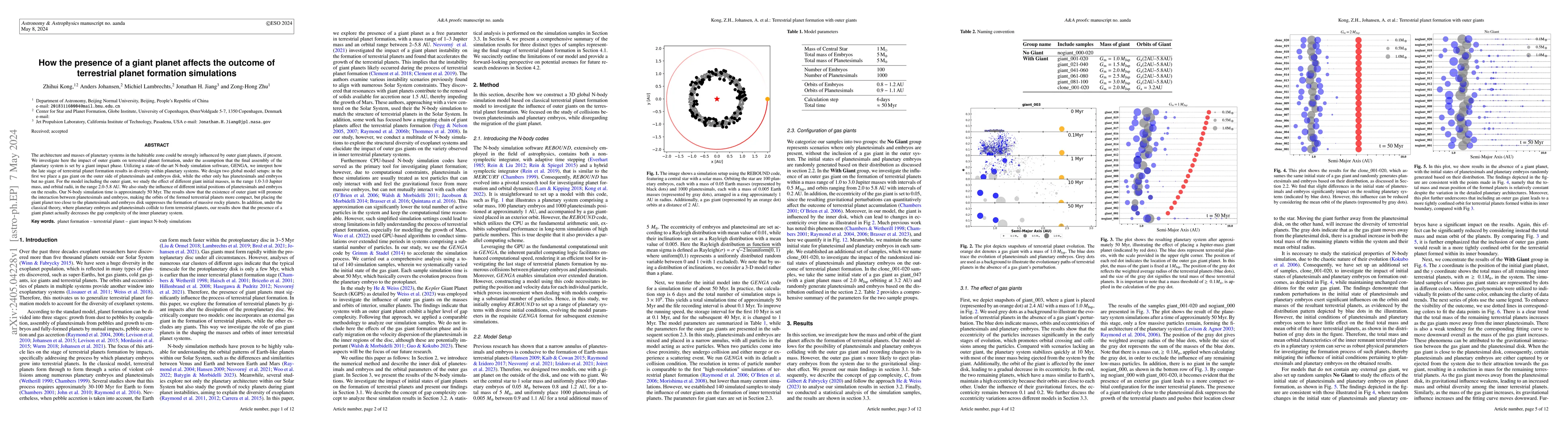 Thumbnail for How the presence of a giant planet affects the outcome of terrestrial
  planet formation simulations