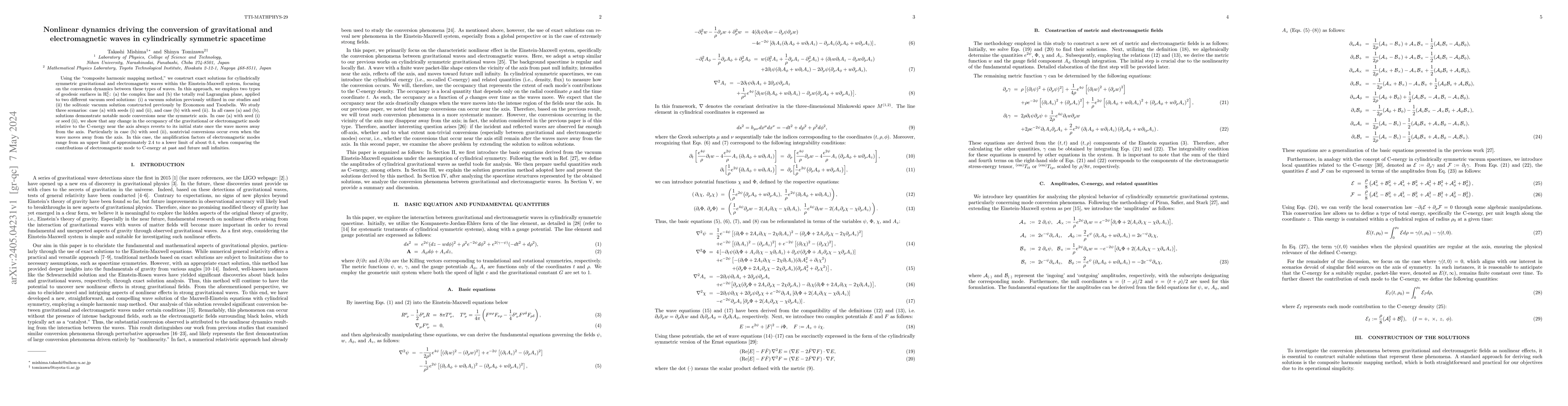 Thumbnail for Nonlinear dynamics driving the conversion of gravitational and
  electromagnetic waves in cylindrically symmetric spacetime
